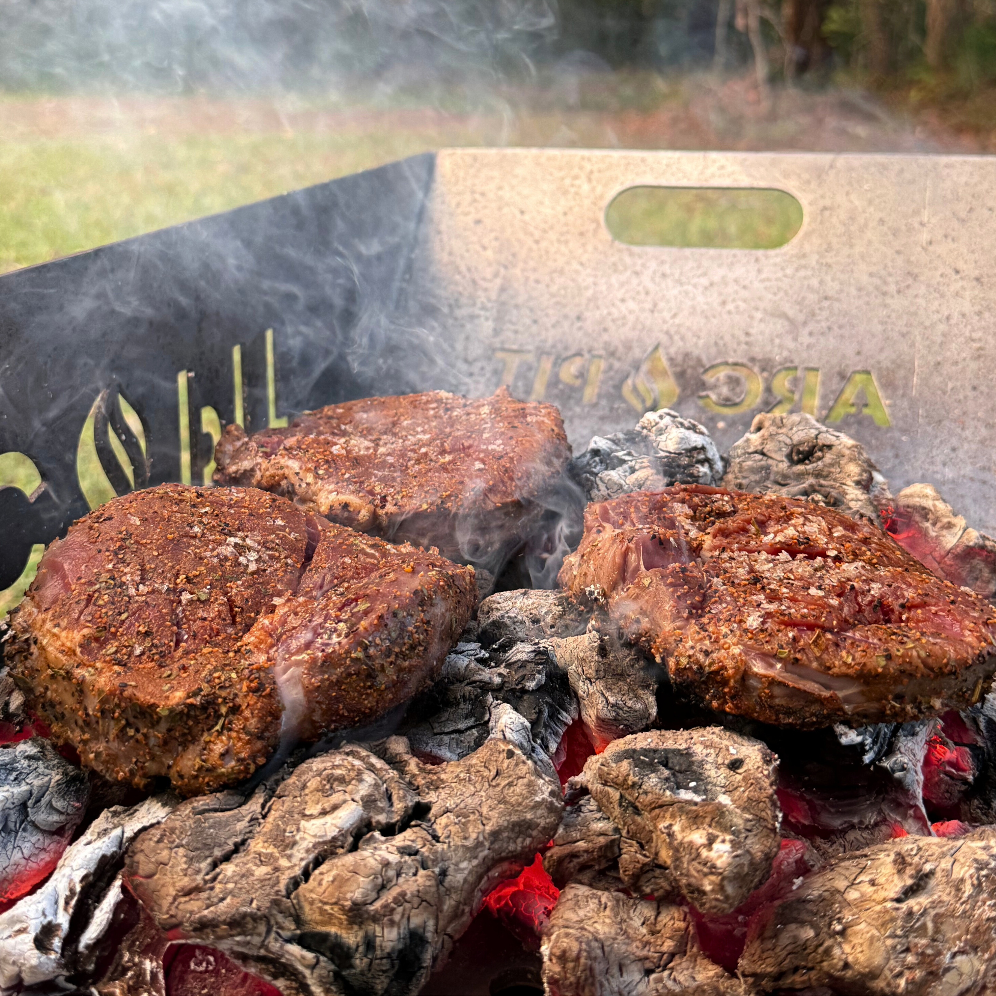 Cooking Rib Eye Steak Directly on Charcoal