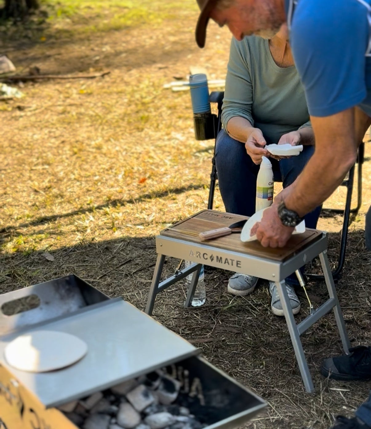Campfire cooking table